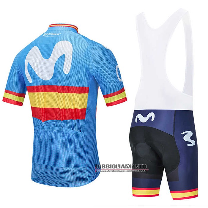 Abbigliamento Movistar Champions Spagna 2020 Manica Corta e Pantaloncino Con Bretelle Blu - Clicca l'immagine per chiudere